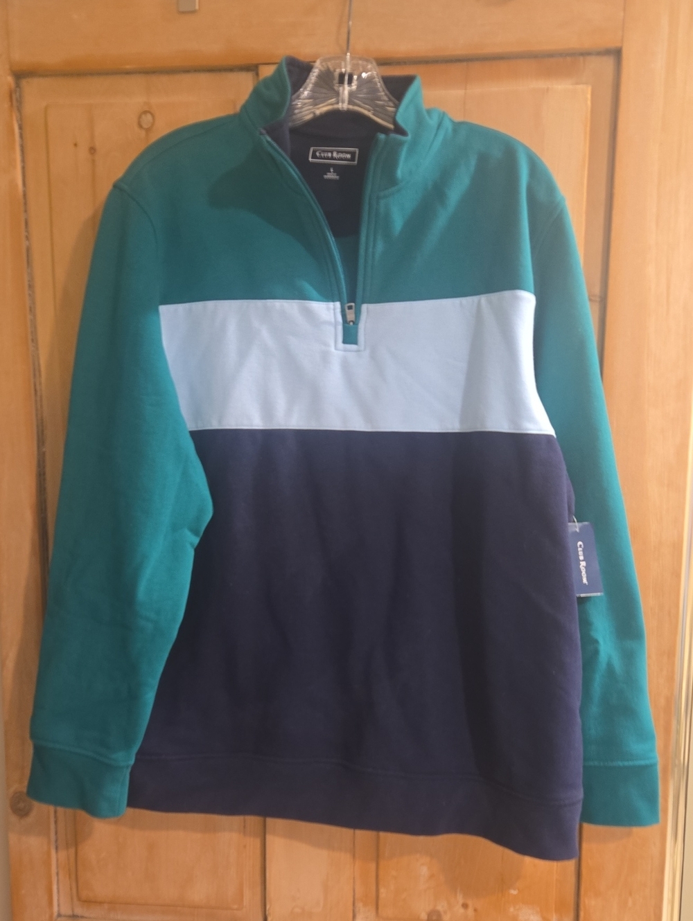 Club Room Navy And Green 1/4 Zip Pullover